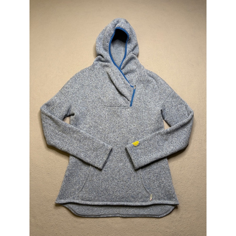 Stio Sweetwater Fleece Hoodie Women L Blu 1178 Asymmetrical Zip Pullover Sweater
